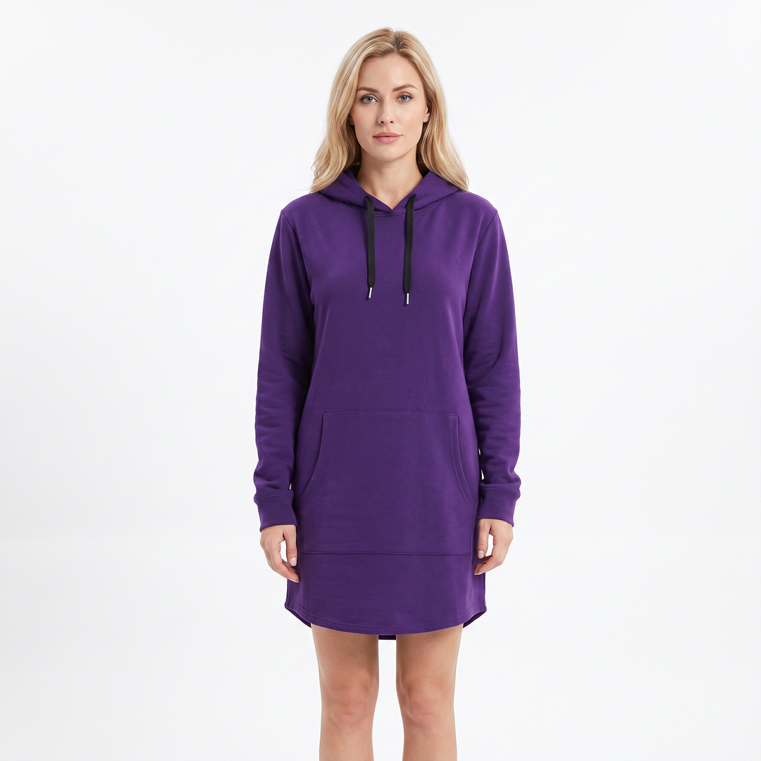 Women's Hoodie Dress Long Sleeve Fleece Pullover With Pocket