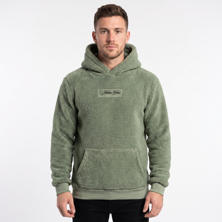 Men's Sherpa Fleece Hoodie Teddy Pullover With Kangaroo Pocket