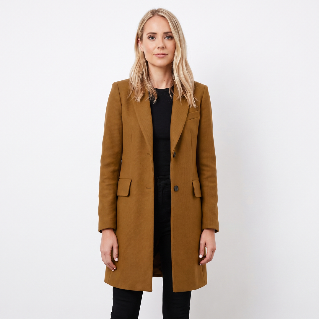 Women's Wool Blend Coat Longline Tailored Lapel Overcoat