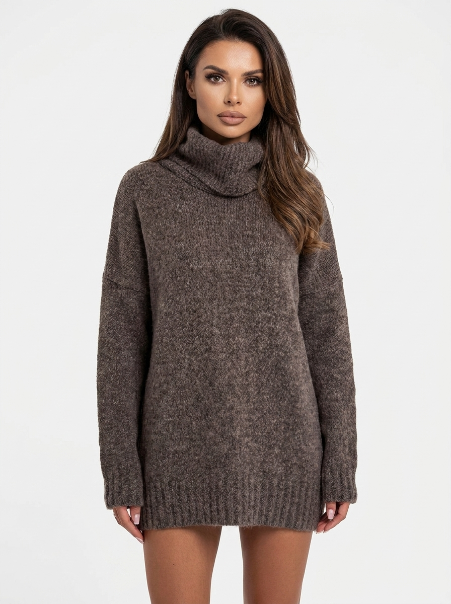 Women's Oversized Turtleneck Sweater Chunky Knit Tunic Pullover