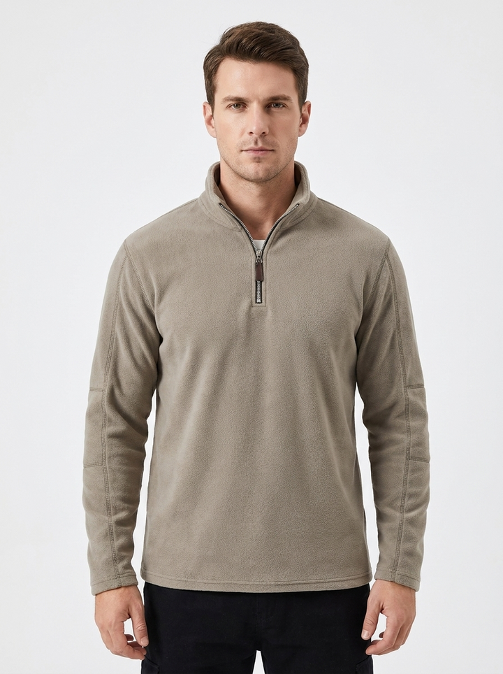 Men's Fleece Pullover Quarter-Zip Mock Neck Casual Sweater