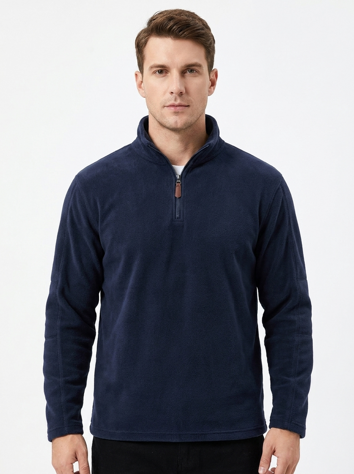 Men's Fleece Pullover Quarter-Zip Mock Neck Casual Sweater