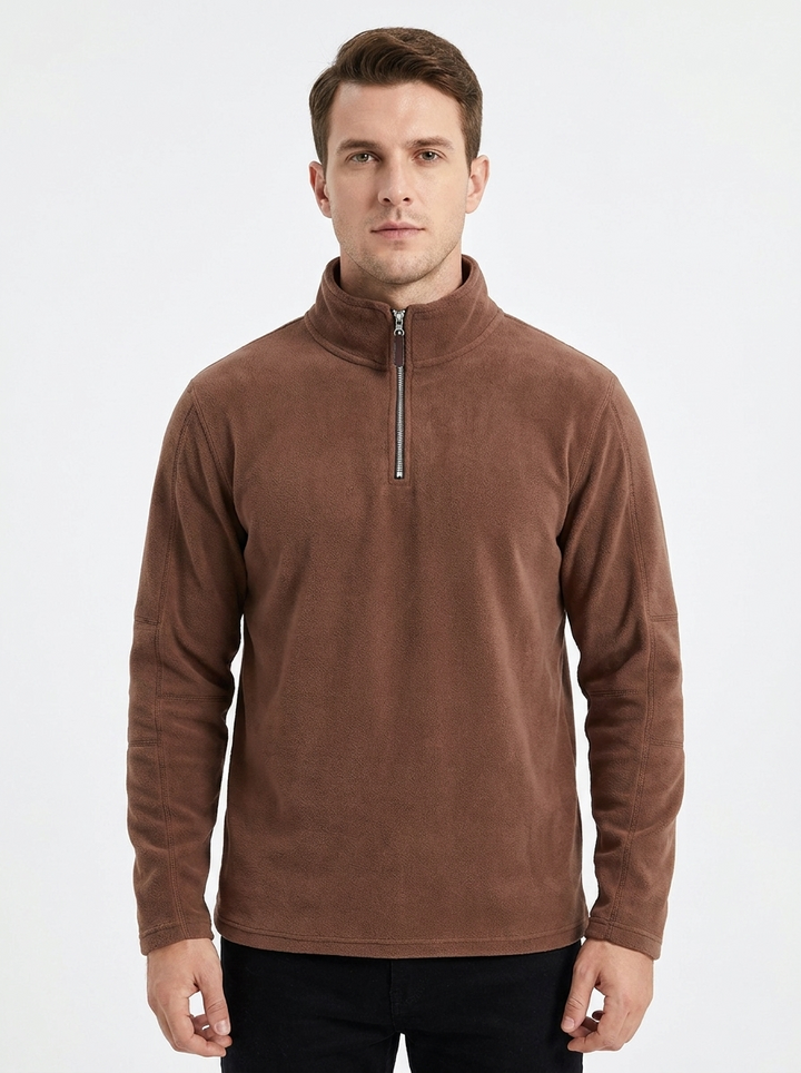Men's Fleece Pullover Quarter-Zip Mock Neck Casual Sweater