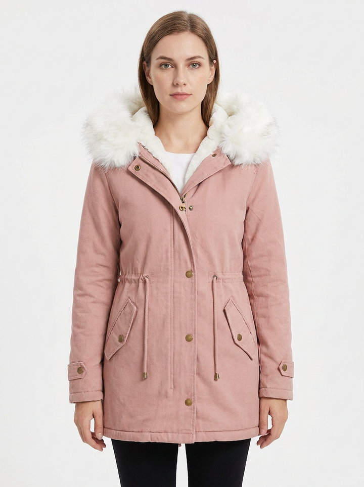 Women's Faux Fur Hooded Parka Fleece-Lined Winter Coat