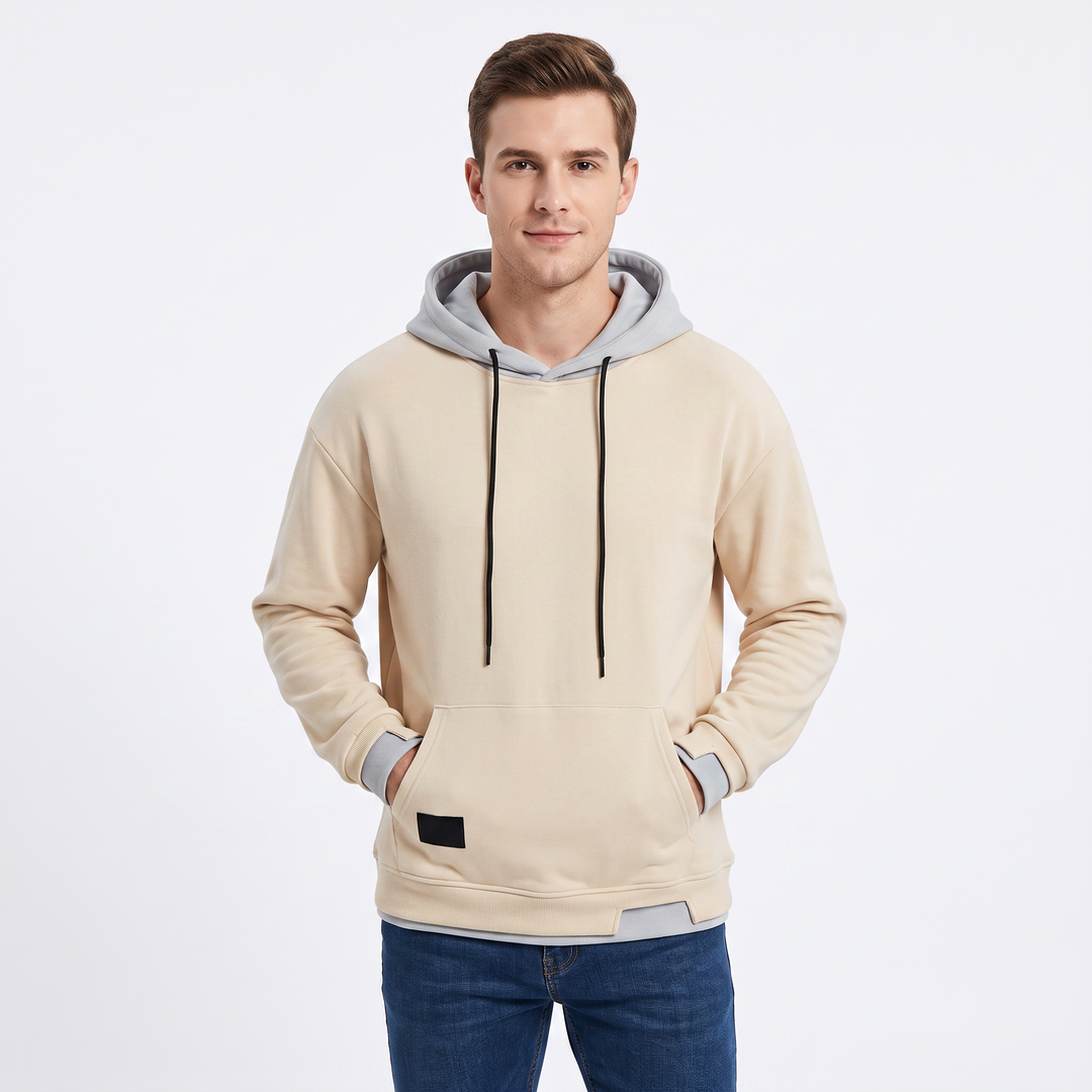 Men's Colorblock Hoodie Oversized Fleece Pullover Sweatshirt