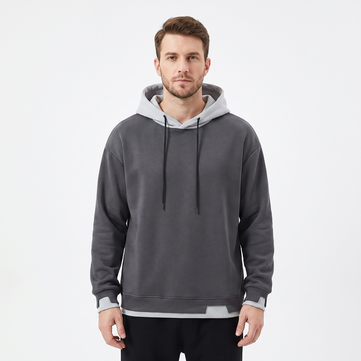 Men's Colorblock Hoodie Oversized Fleece Pullover Sweatshirt