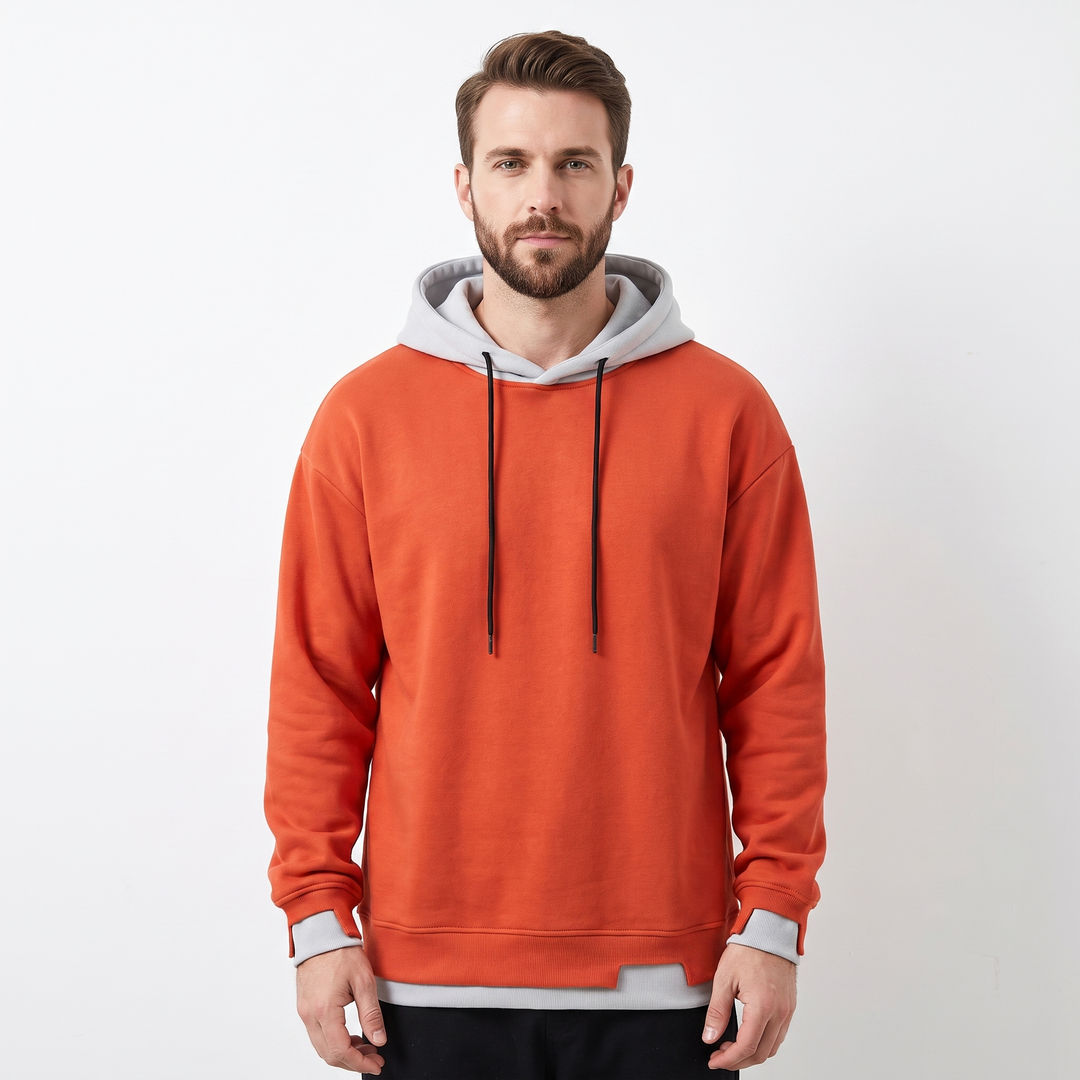 Men's Colorblock Hoodie Oversized Fleece Pullover Sweatshirt