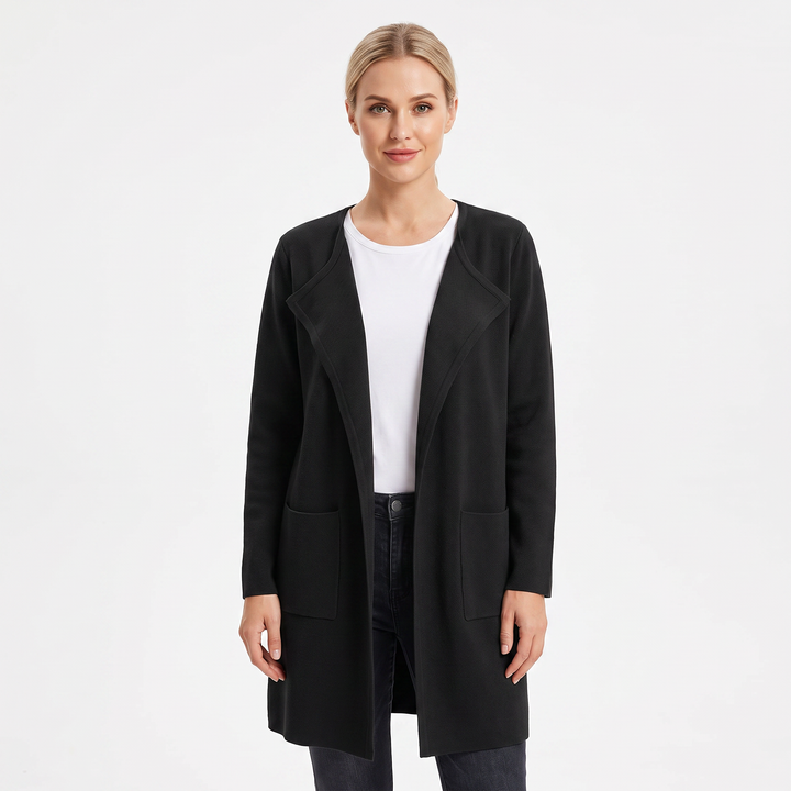 Women's Longline Open Front Cardigan Knit Coat With Pockets
