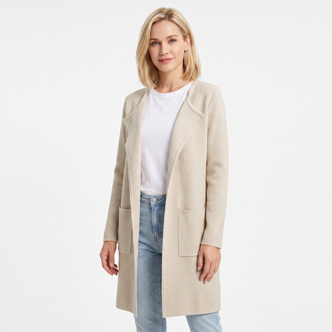 Women's Longline Open Front Cardigan Knit Coat With Pockets