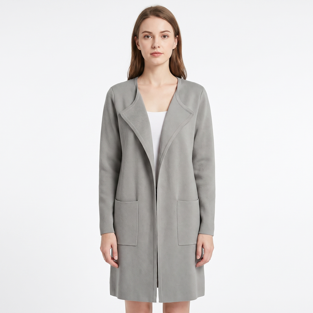 Women's Longline Open Front Cardigan Knit Coat With Pockets