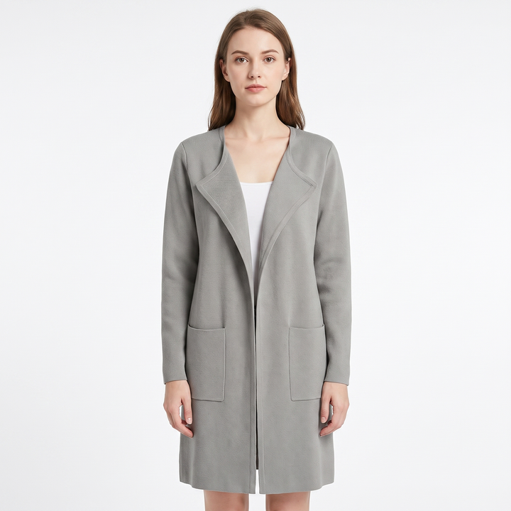 Women's Longline Open Front Cardigan Knit Coat With Pockets