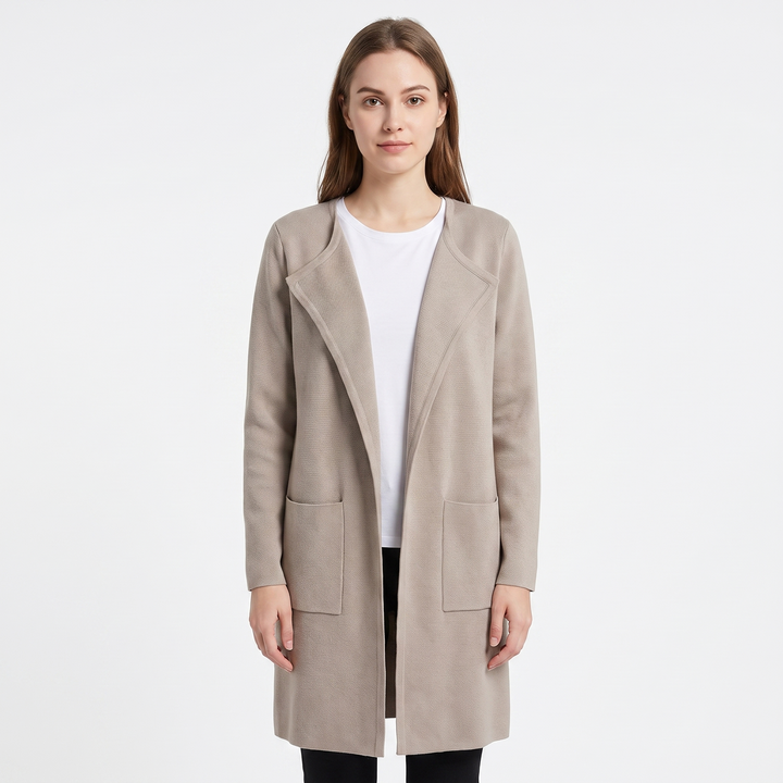 Women's Longline Open Front Cardigan Knit Coat With Pockets