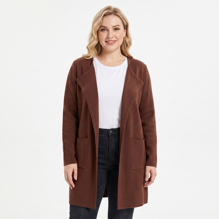 Women's Longline Open Front Cardigan Knit Coat With Pockets