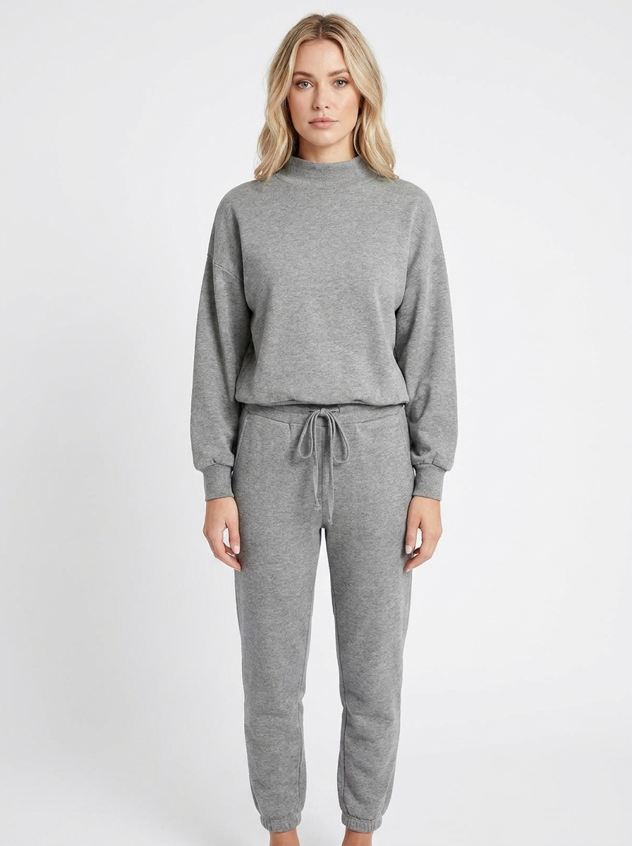Women's Two-Piece Lounge Set Balloon Sleeve Top Drawstring Pants