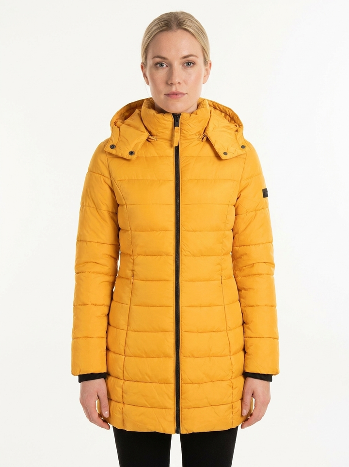 Women's Puffer Jacket Hooded Quilted Mid-Length Winter Coat