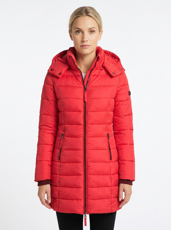 Women's Puffer Jacket Hooded Quilted Mid-Length Winter Coat
