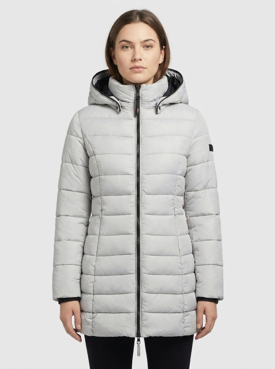 Women's Puffer Jacket Hooded Quilted Mid-Length Winter Coat