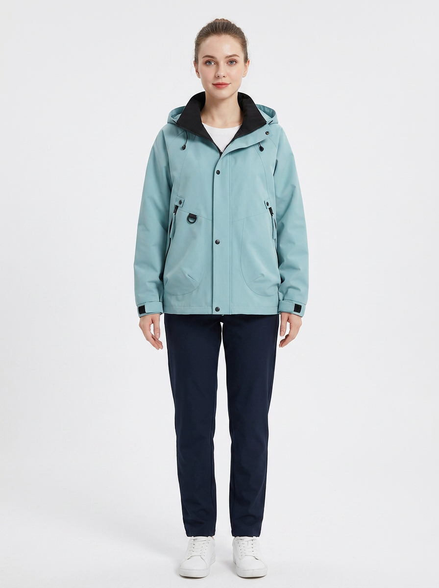 Women's Windbreaker Jacket Hooded Zip-Up Utility Outdoor Coat