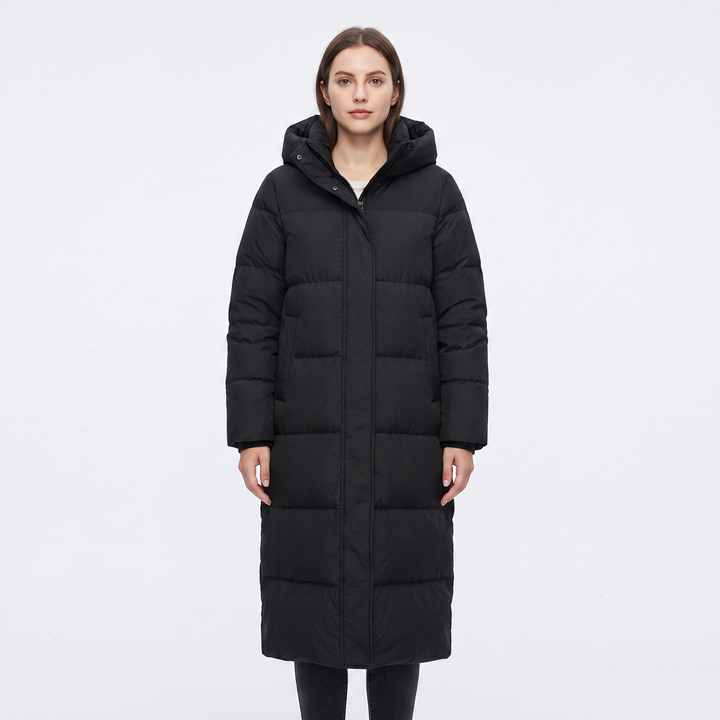 Women's Long Puffer Coat Hooded Quilted Padded Winter Jacket