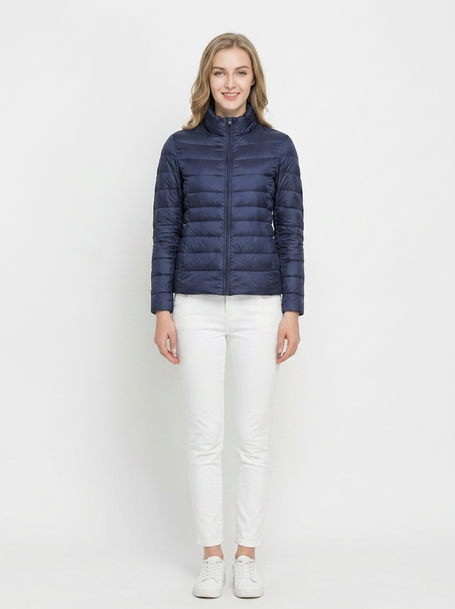 Women's Lightweight Puffer Jacket Packable Stand Collar Coat