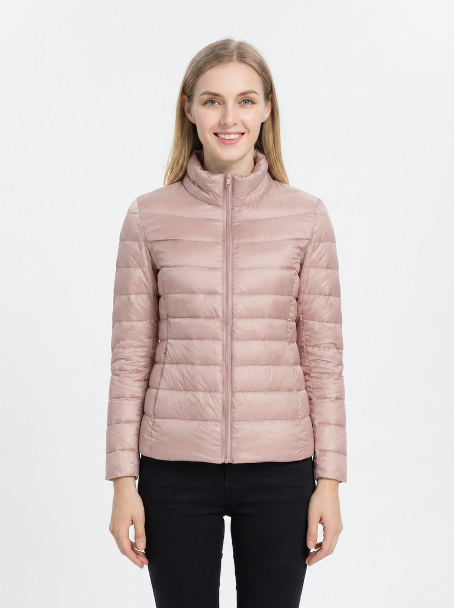 Women's Lightweight Puffer Jacket Packable Stand Collar Coat