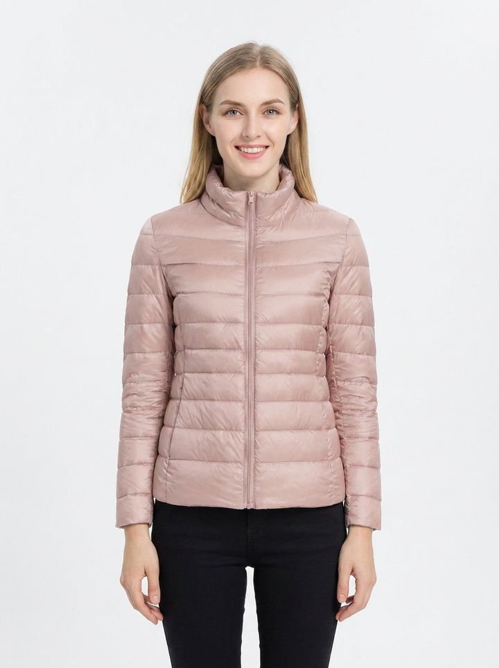 Women's Lightweight Puffer Jacket Packable Stand Collar Coat