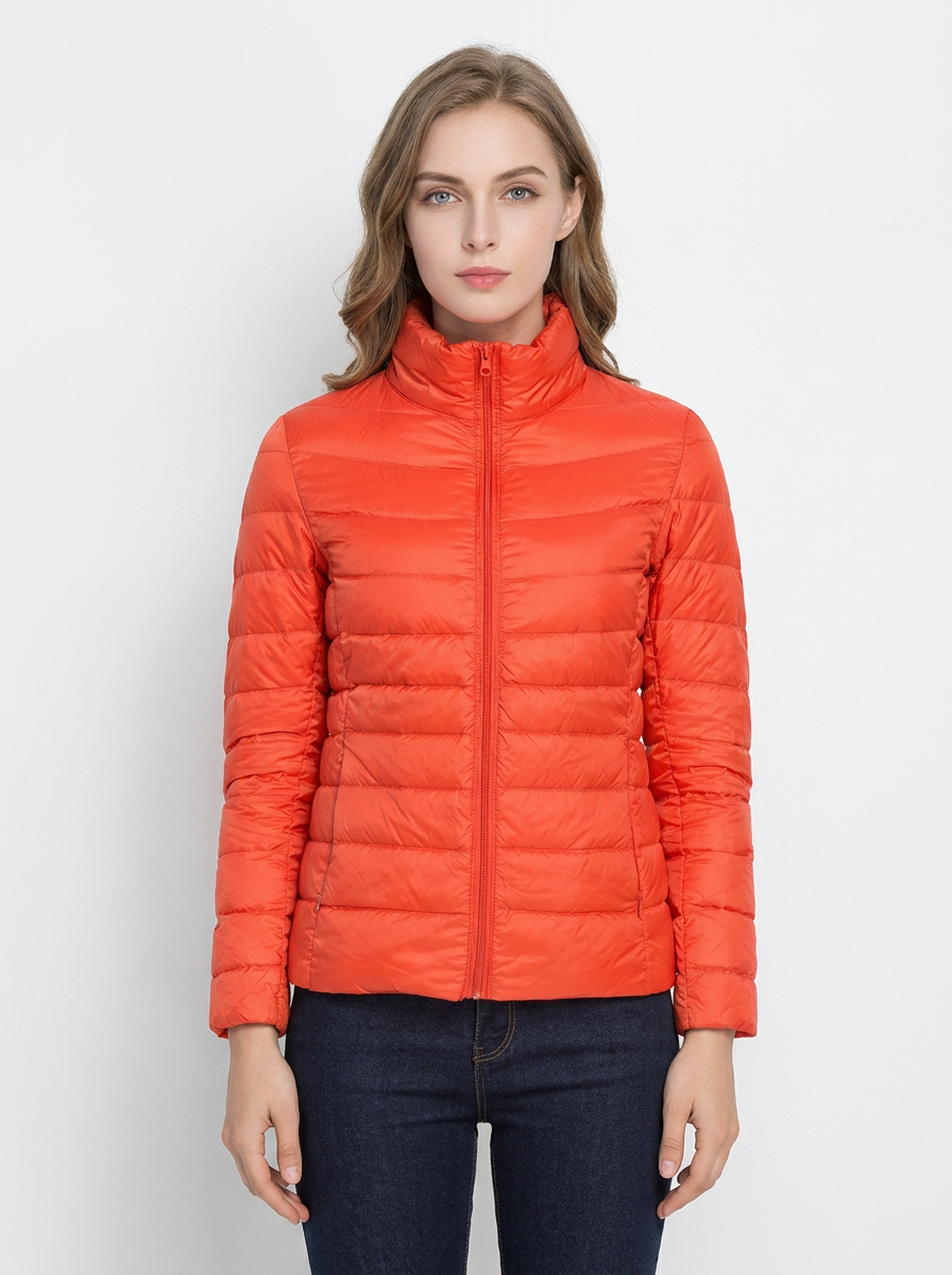 Women's Lightweight Puffer Jacket Packable Stand Collar Coat