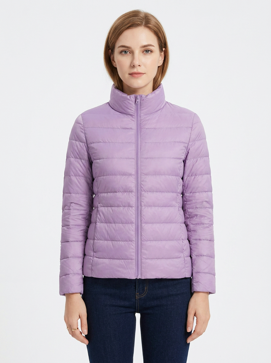 Women's Lightweight Puffer Jacket Packable Stand Collar Coat