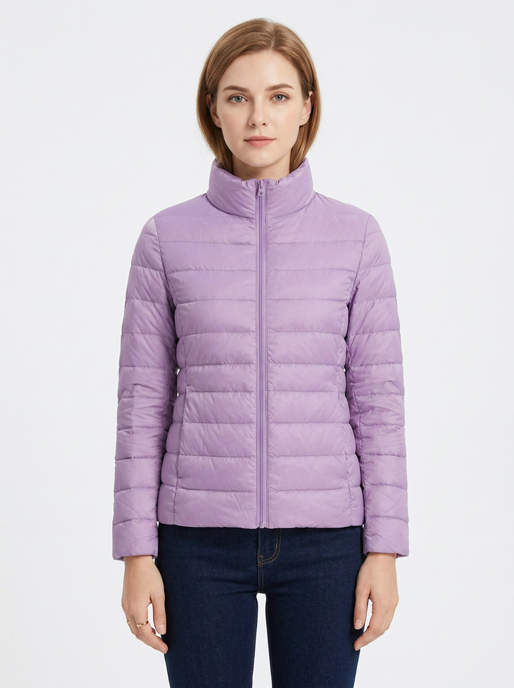 Women's Lightweight Puffer Jacket Packable Stand Collar Coat