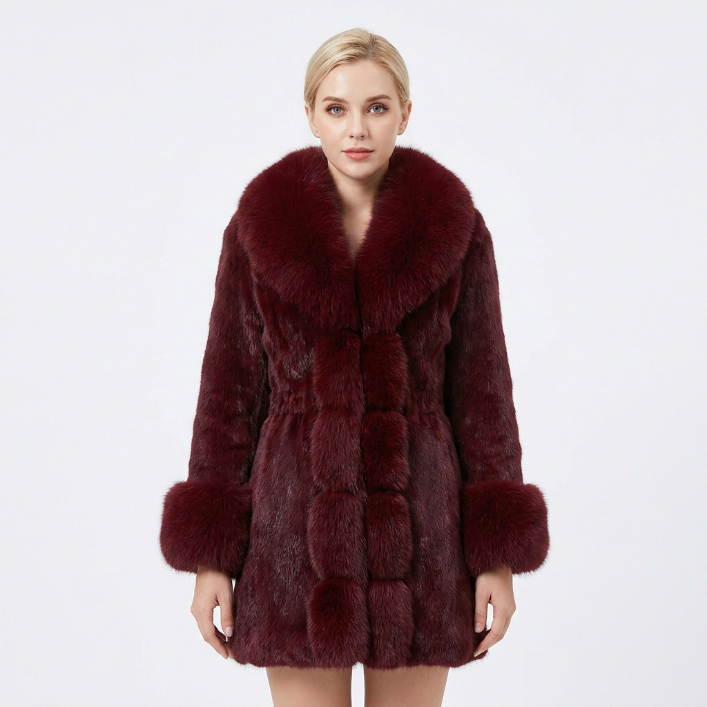 Women's Faux Fur Coat Notched Collar Longline Winter Jacket