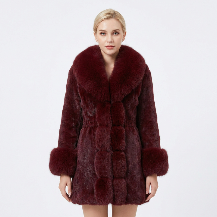 Women's Faux Fur Coat Notched Collar Longline Winter Jacket