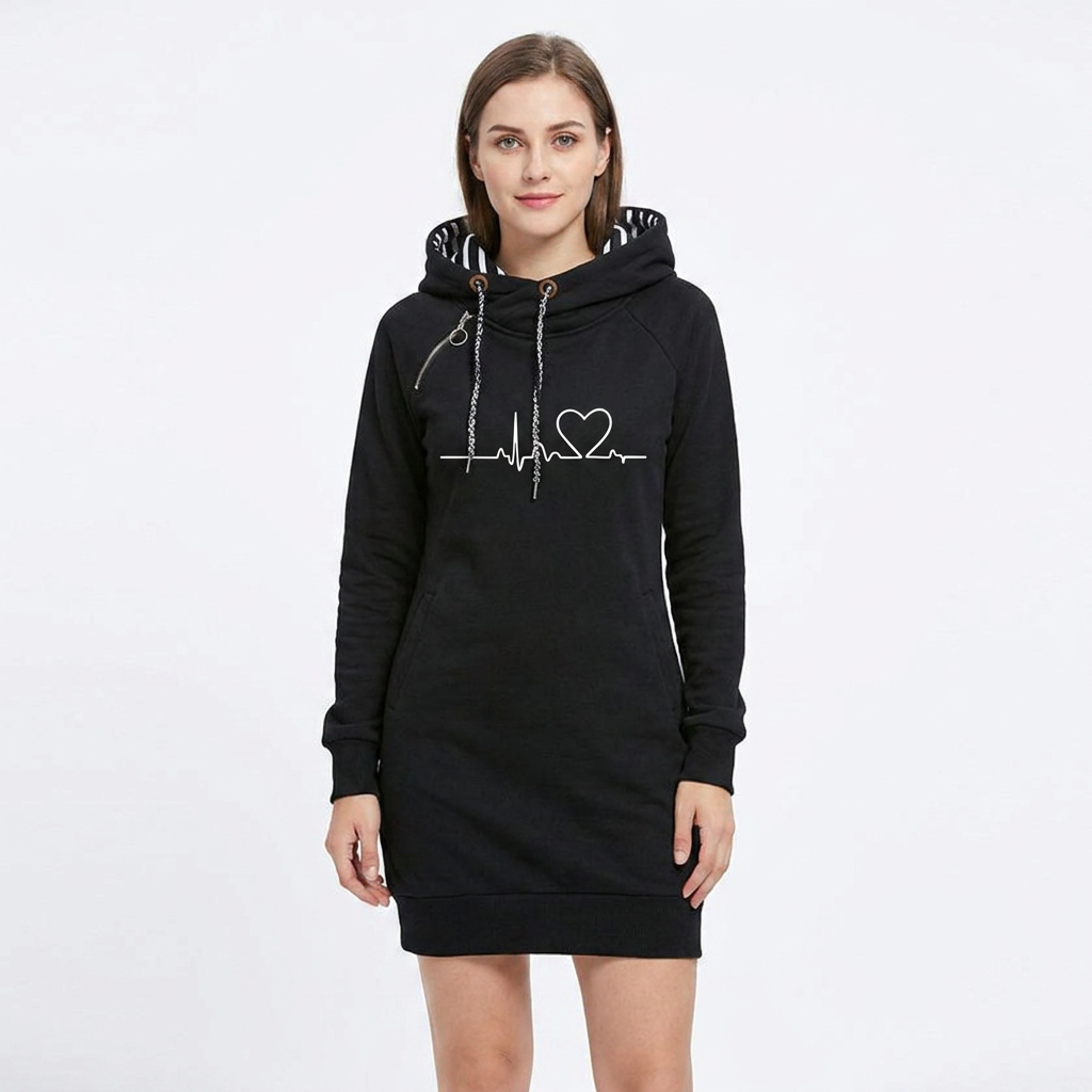 Women's Hoodie Dress Graphic Print Drawstring Fitted Sweatshirt