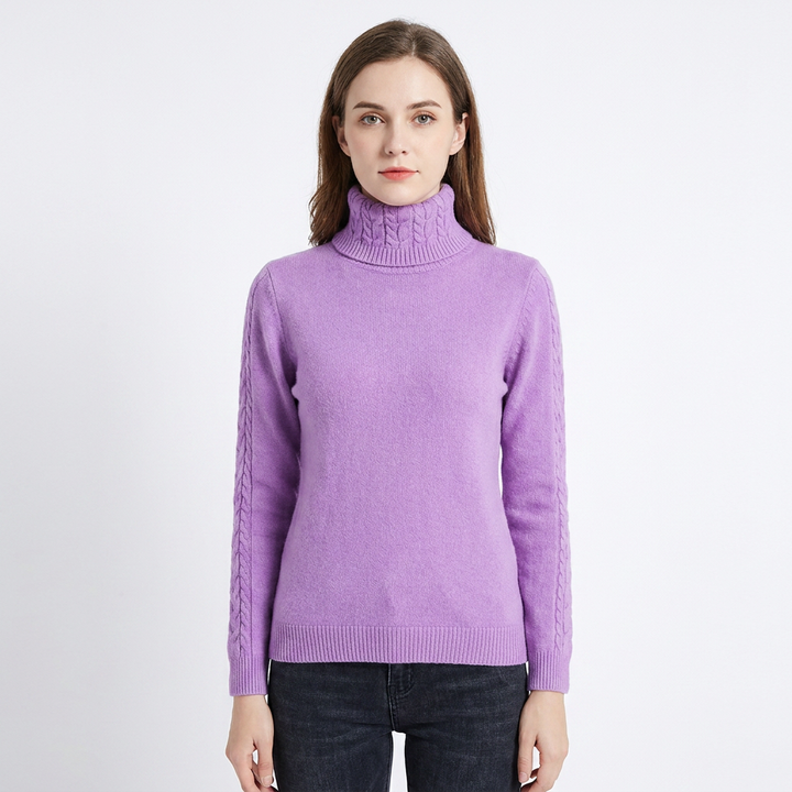 Women's Turtleneck Sweater Cable Knit Long Sleeve Slim Fit