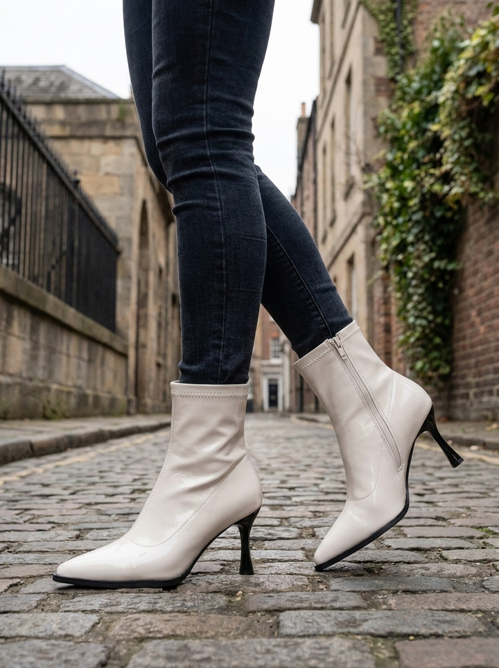 Women's Pointed Toe Ankle Boots Stiletto Heel Leather Booties