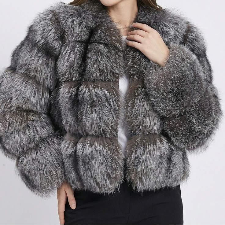 Women’s Textured Faux Fur Cropped Coat