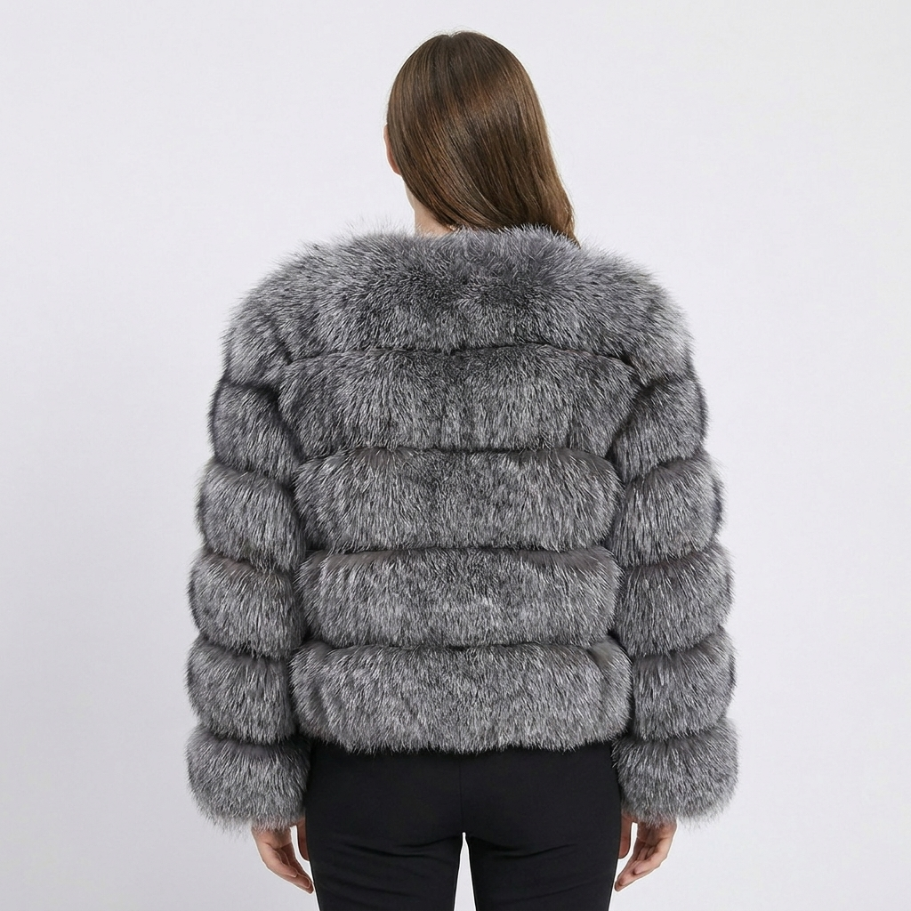 Women’s Textured Faux Fur Cropped Coat