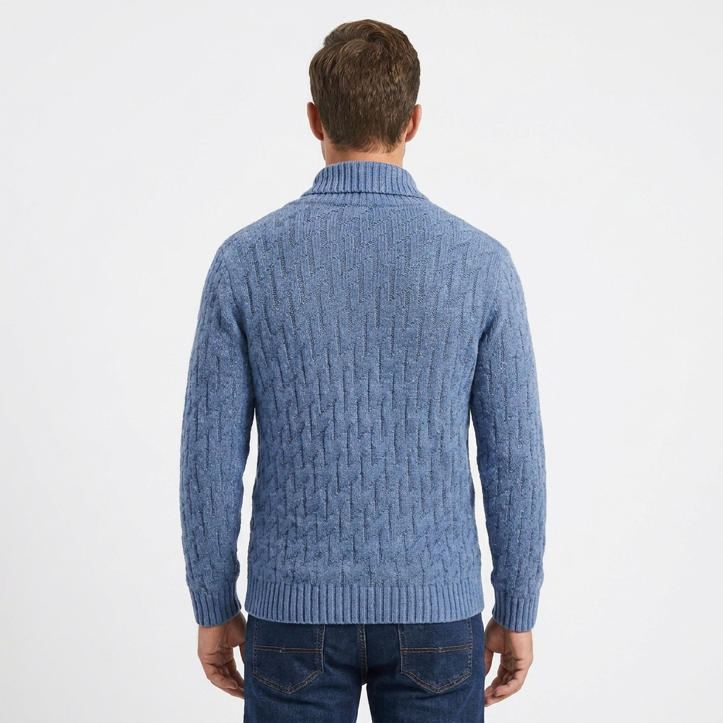 Men's Shawl Collar Cable Knit Button Neck Textured Jumper