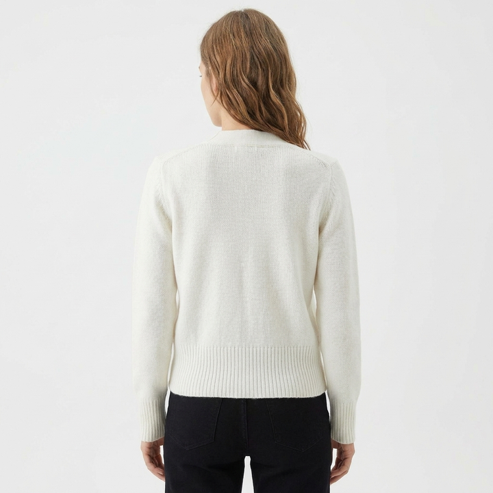 Women's Cardigan – V-Neck Knit Cardigan with Gold Heart Buttons