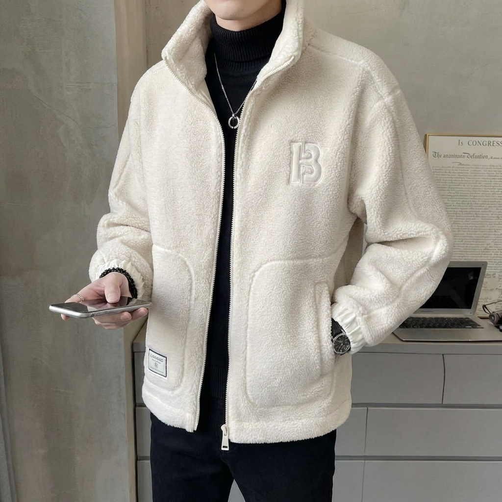 Fleece Zip-Up Stand Collar Jacket
