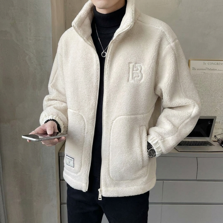 Fleece Zip-Up Stand Collar Jacket