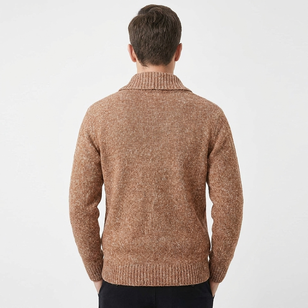Men's Cardigan – Shawl Collar Marled Knit Button-Up Cardigan Sweater