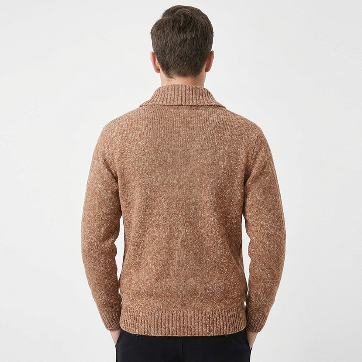 Men's Cardigan – Shawl Collar Marled Knit Button-Up Cardigan Sweater