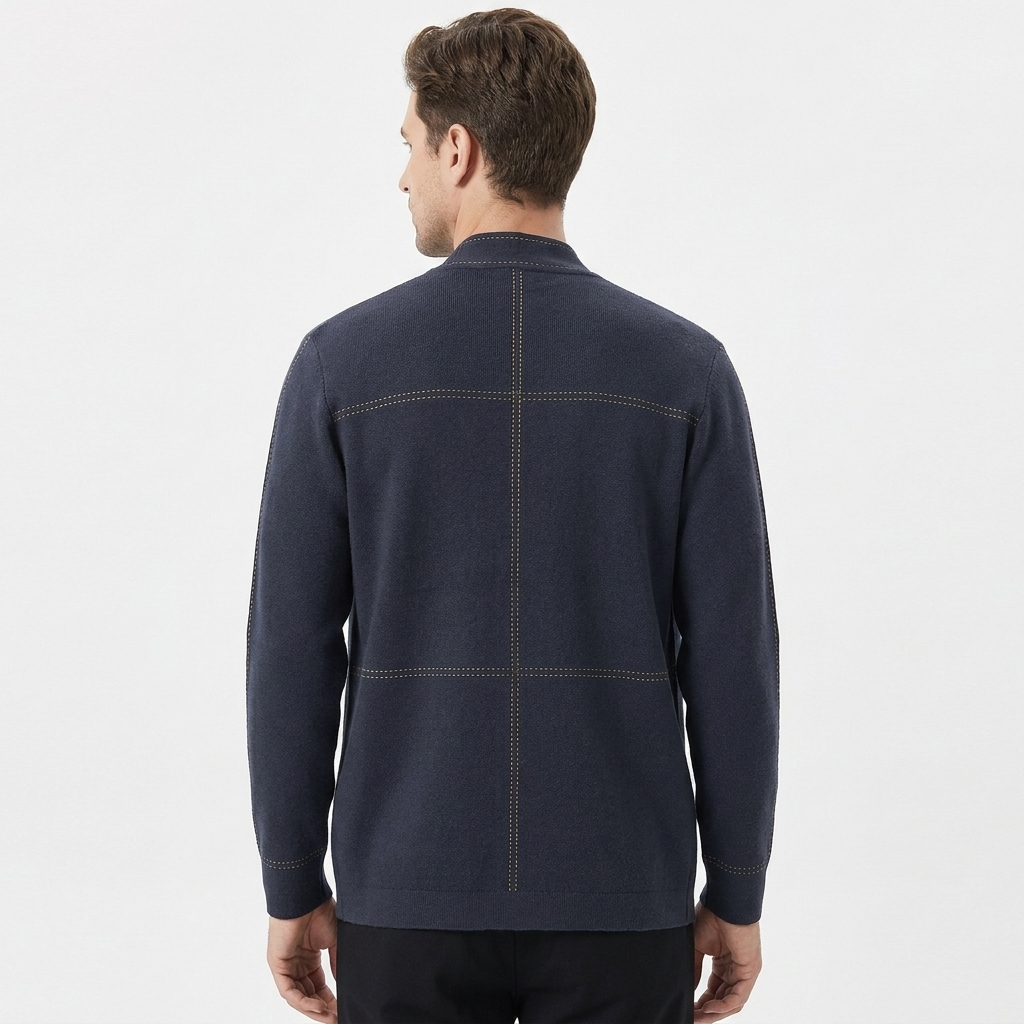 Men's Cardigan – Contrast Stitch Open Front Knit Cardigan Sweater
