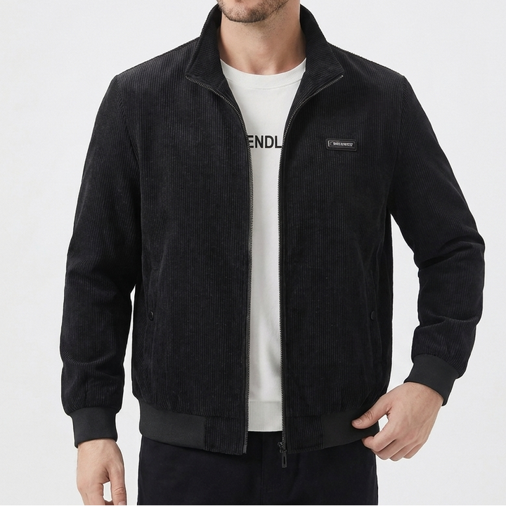 Men's Bomber Jacket – Corduroy Zip-Up Harrington Jacket