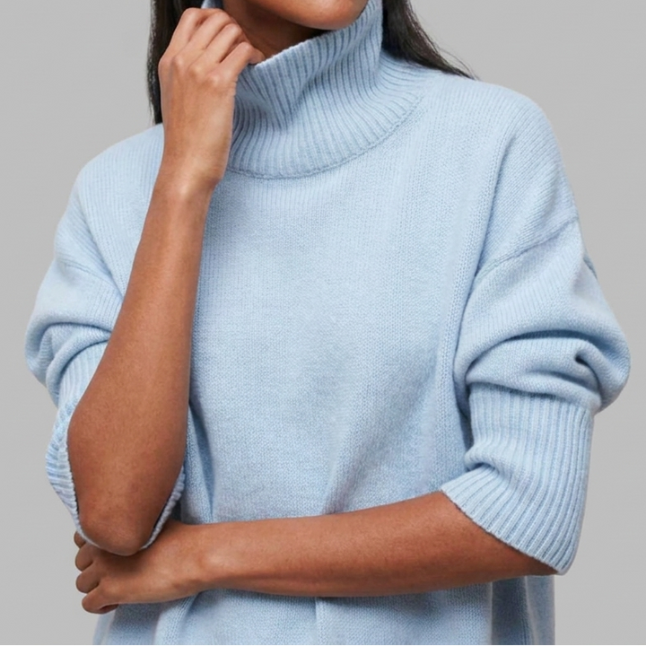 Women's Oversized Turtleneck Cap Sleeve Knit Vest
