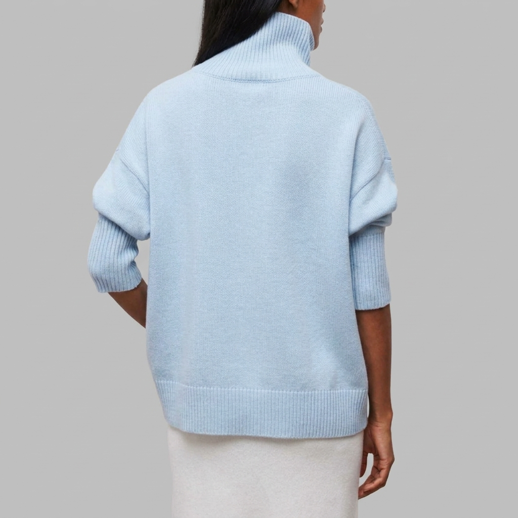 Women's Oversized Turtleneck Cap Sleeve Knit Vest