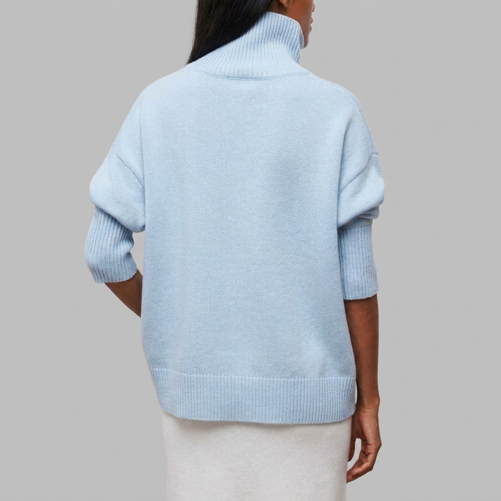 Women's Oversized Turtleneck Cap Sleeve Knit Vest
