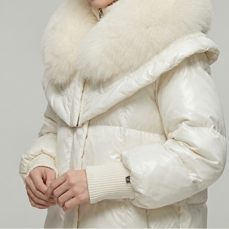 Women's Puffer Jacket Faux Fur Collar Hooded Winter Coat