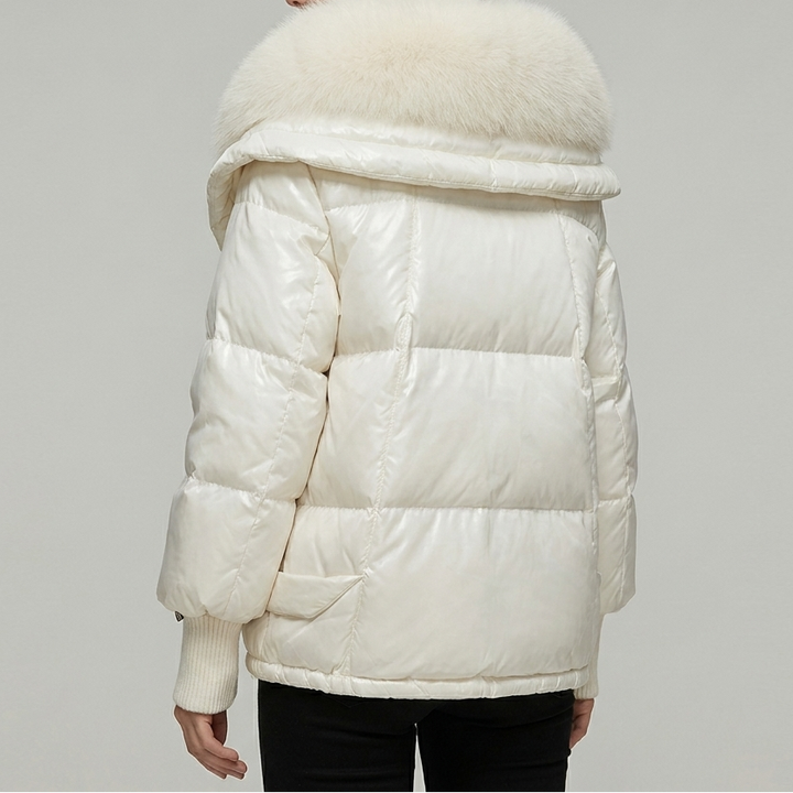 Women's Puffer Jacket Faux Fur Collar Hooded Winter Coat