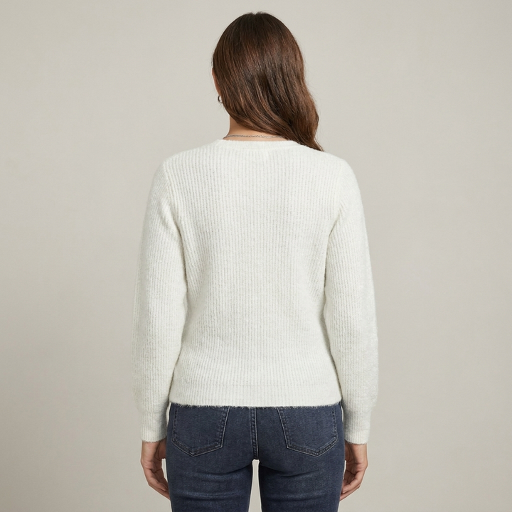 Women's V-Neck Crossover Casual Knit Pullover Sweater